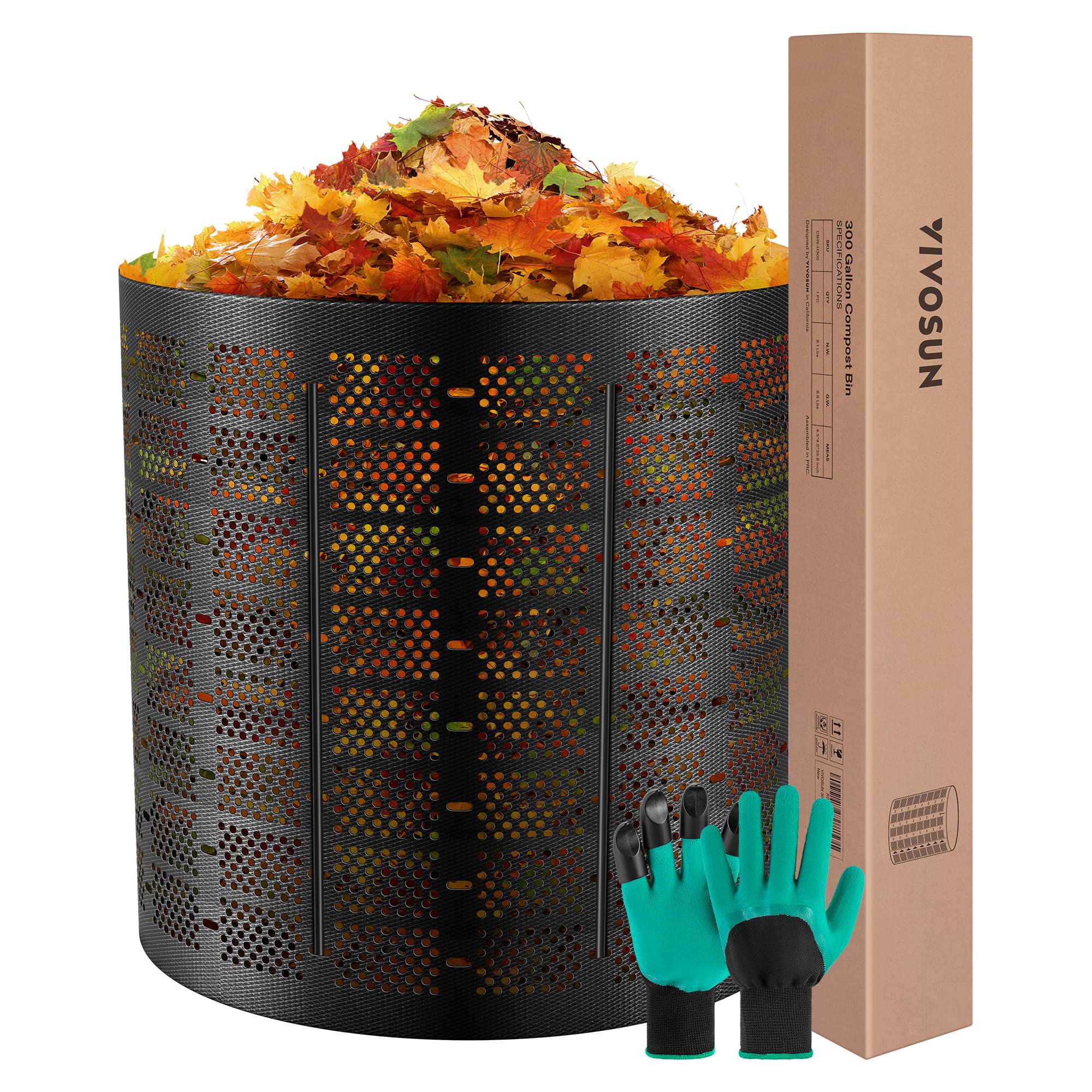 VIVOSUN 300-gallon compost bin fully assembled showing large capacity