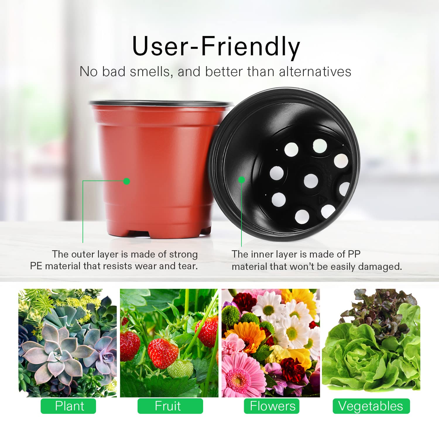 VIVOSUN 4-inch pot with compact stackable design saves space.