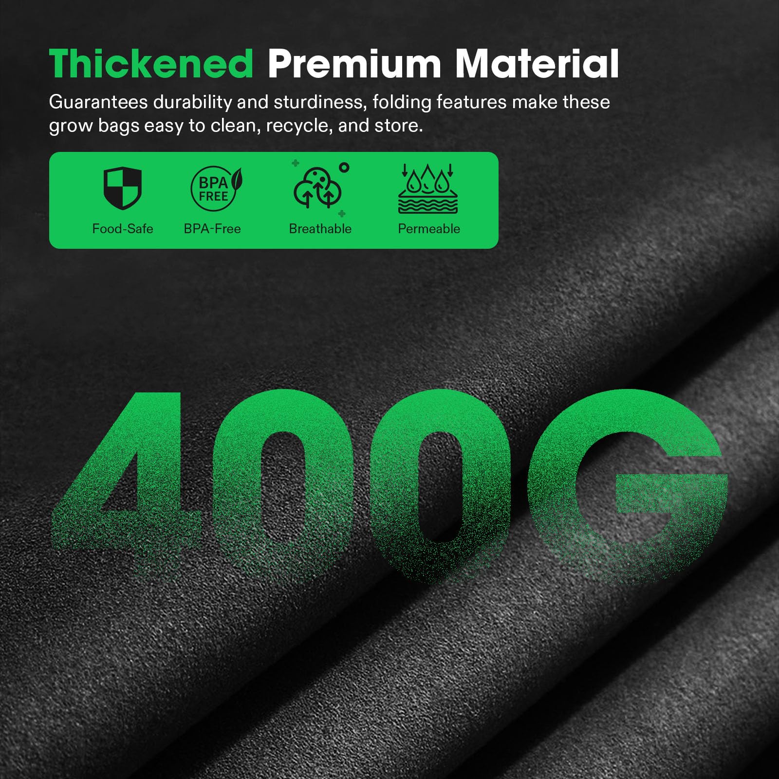 VIVOSUN 400G thickened nonwoven fabric emphasizes durability and reusability.