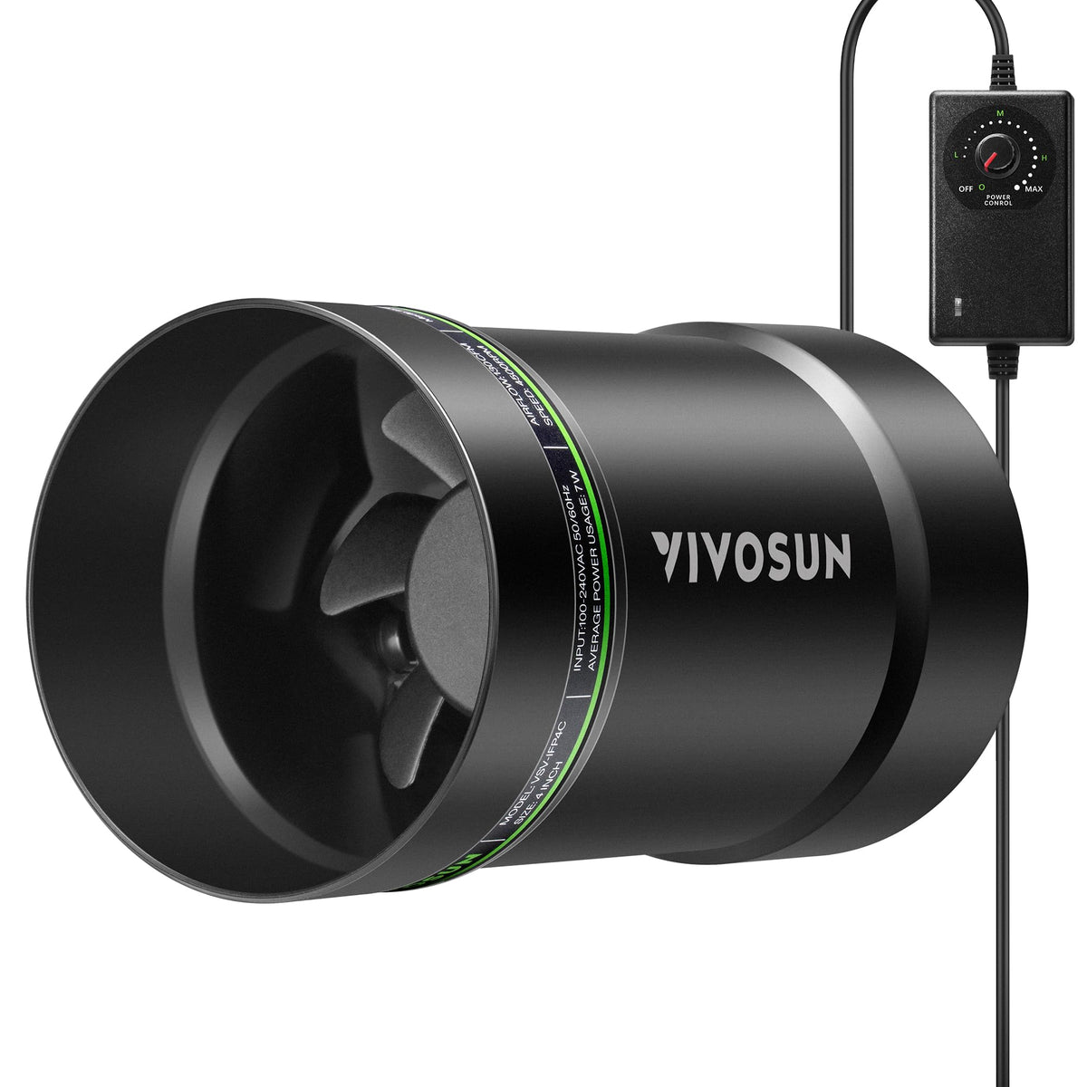 VIVOSUN 4in inline exhaust fan assembly for grow tents improving airflow.