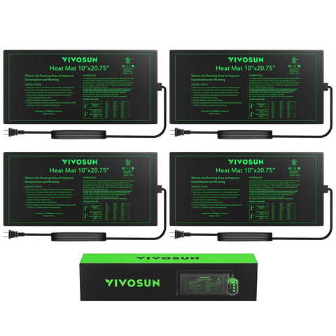 VIVOSUN four-pack heat mats laid flat for uniform warmth across trays