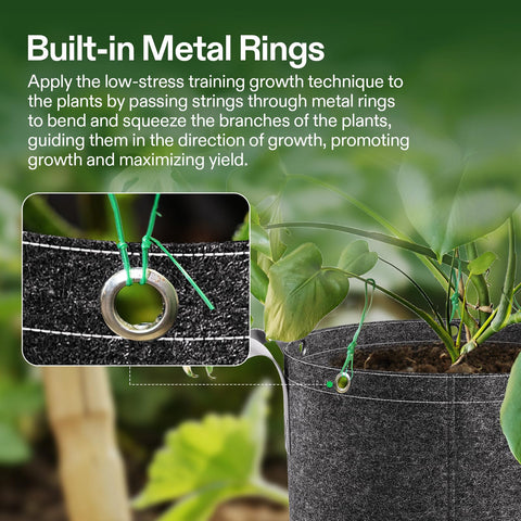 VIVOSUN 5-pack 10 gallon grow bags with excellent drainage to prevent overwatering