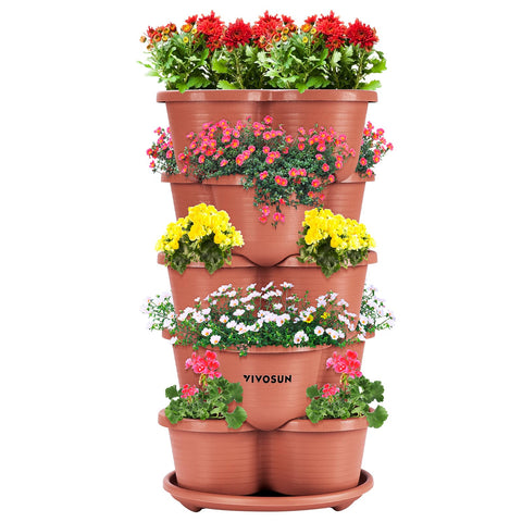 VIVOSUN 5-tier vertical planter with strawberries, maximizing space