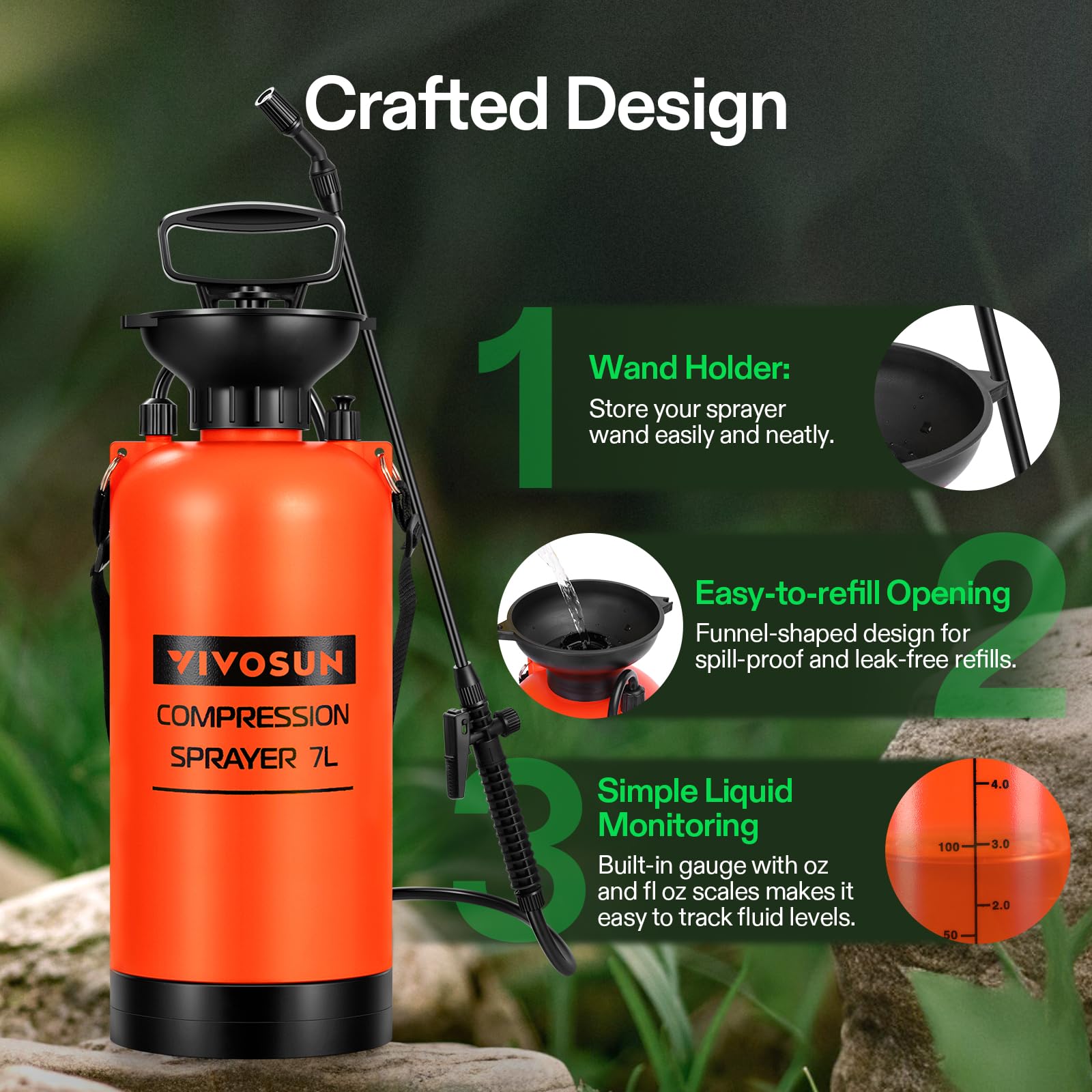 VIVOSUN 50 inch hose and long wand extend reach.
