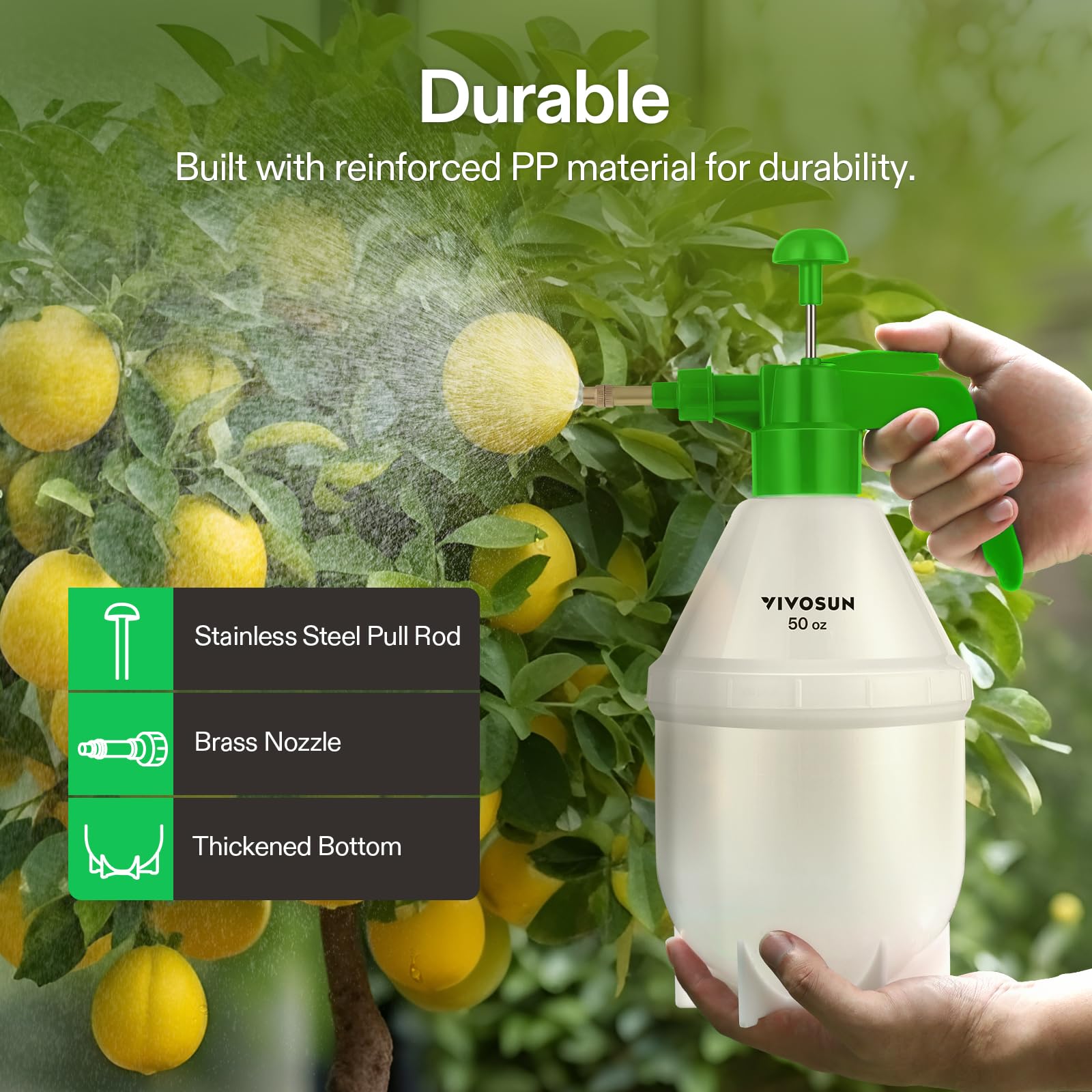 VIVOSUN 50oz sprayer suitable for plants, gardens, and indoor cleaning tasks.