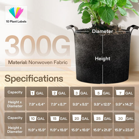 VIVOSUN 5-gallon grow bag stacked with soil for transport or setup