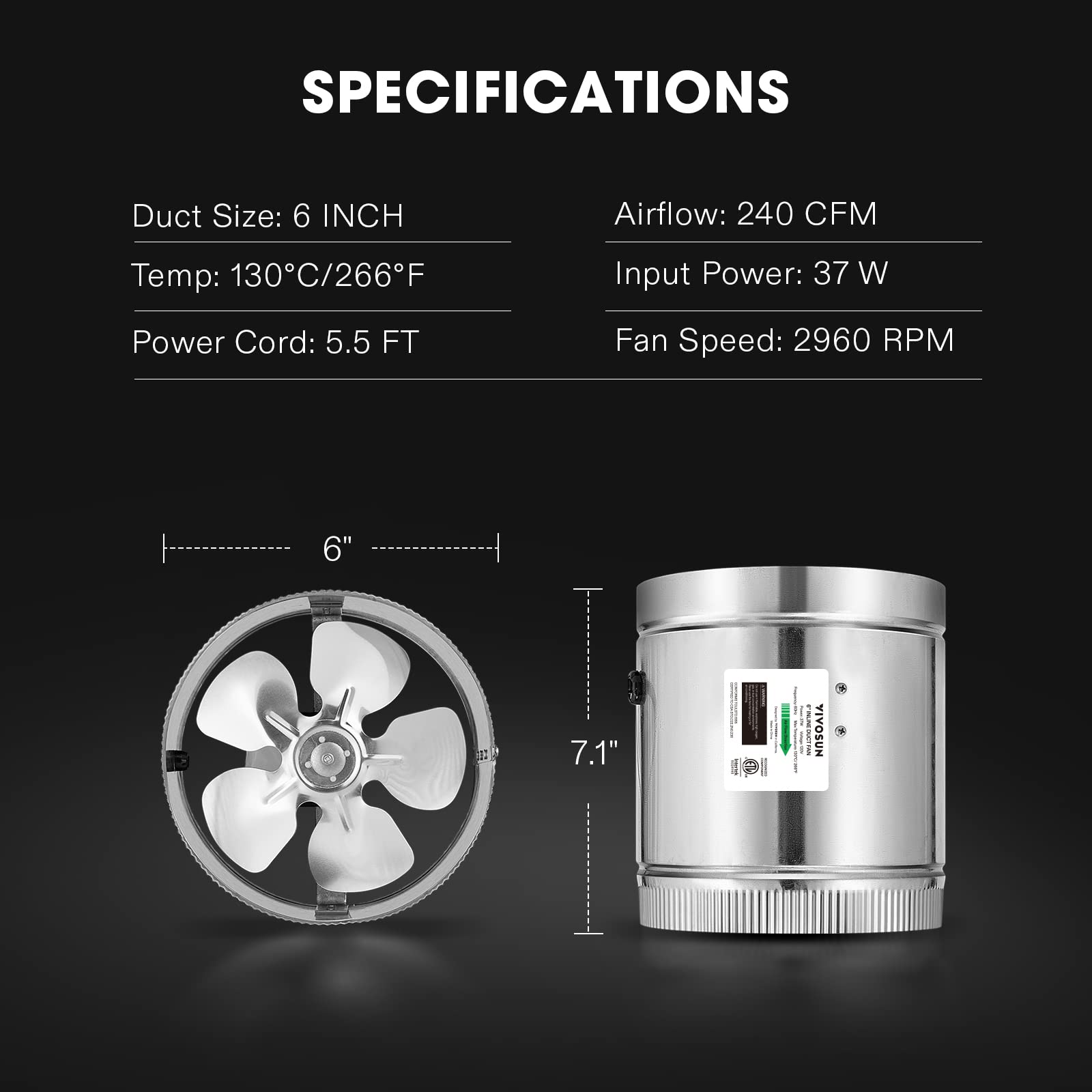 VIVOSUN 6in inline duct fan in basement setup boosts ventilation.