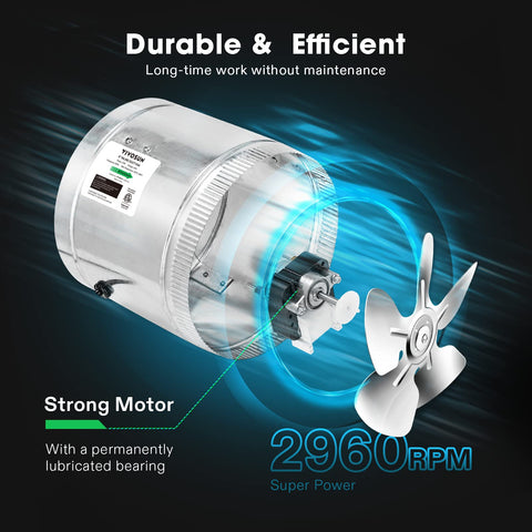 VIVOSUN 6in inline duct fan installation view illustrating easy mounting.