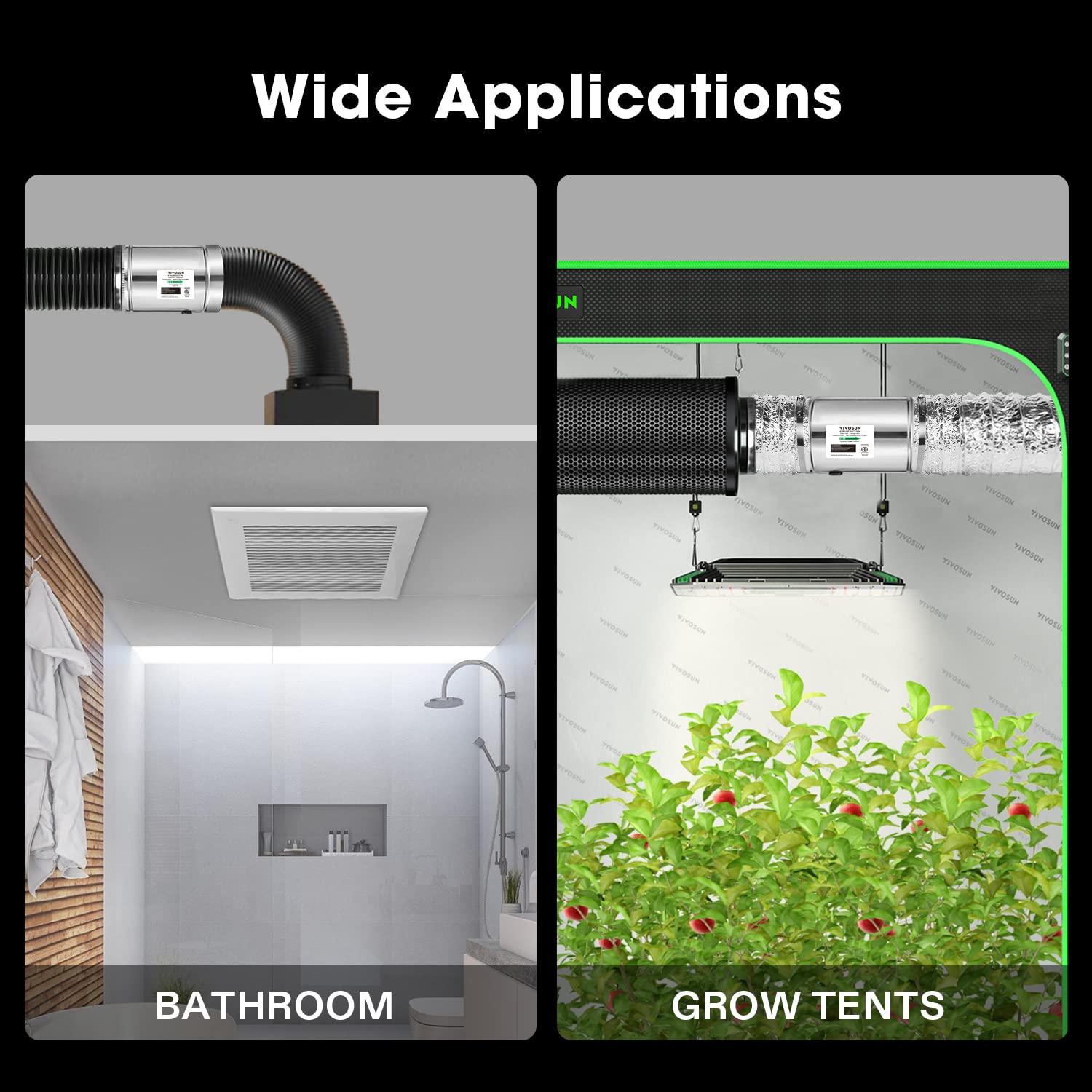 VIVOSUN 6in inline duct fan package contents with mounting hardware.