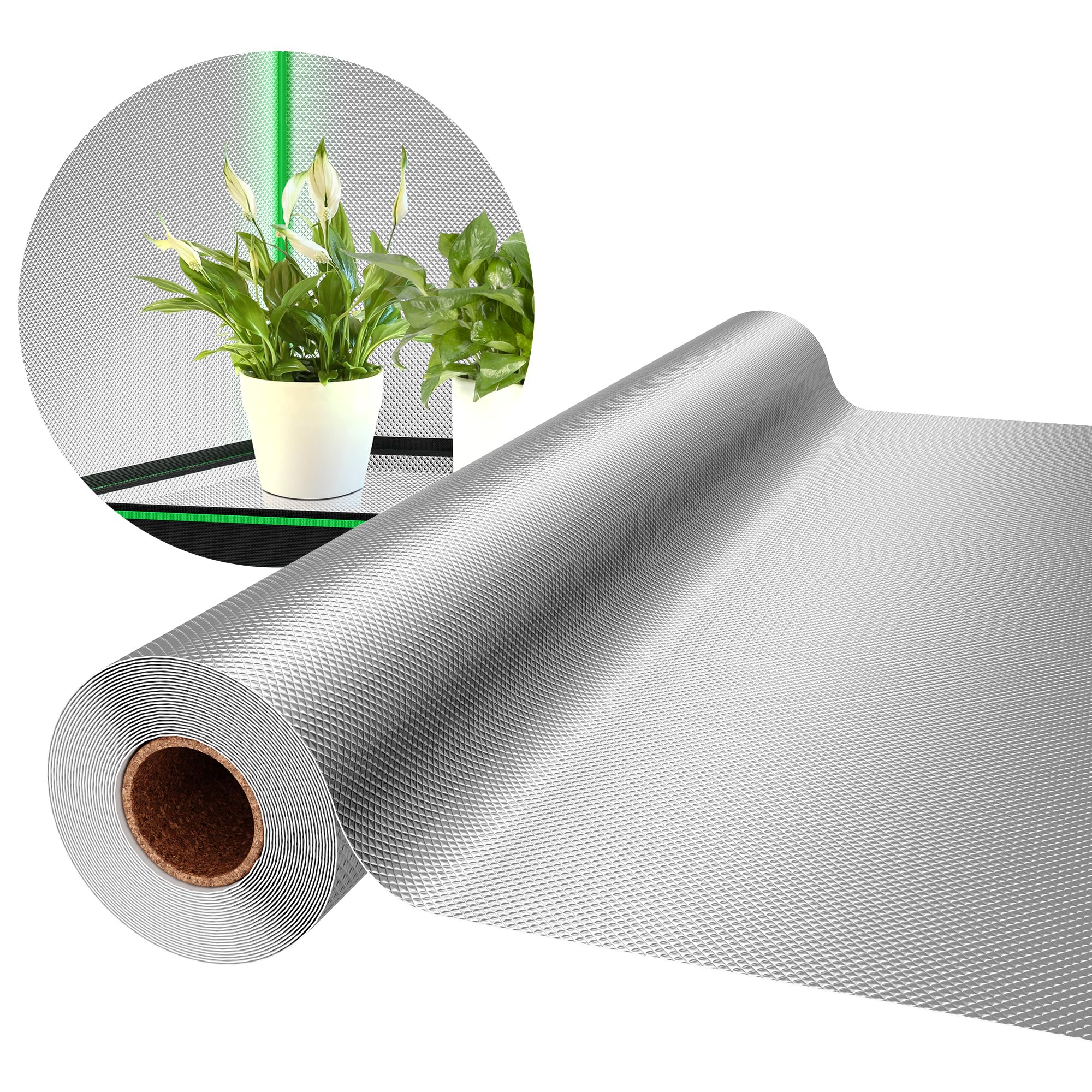VIVOSUN 6 mil Mylar film with diamond texture for high reflectivity.