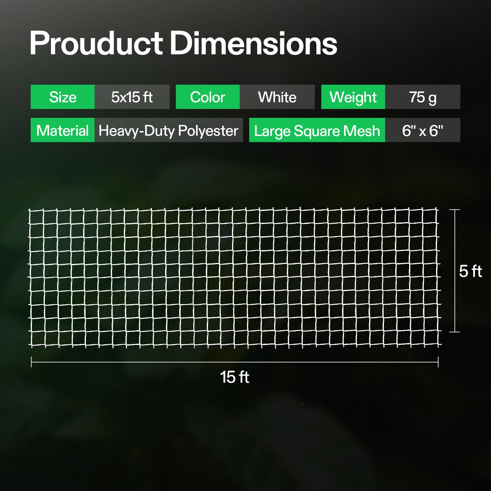 VIVOSUN 6x6-inch mesh squares enable easy pruning and picking.