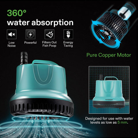 Bottom inlet close-up highlights strong suction in shallow water tanks