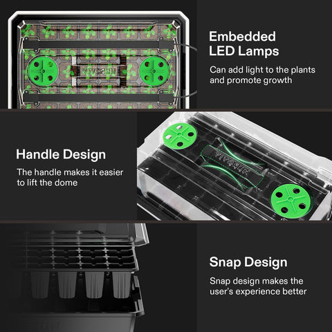 VIVOSUN-adjustable-vents-seedling-tray help maintain humidity and temperature for stronger starts.