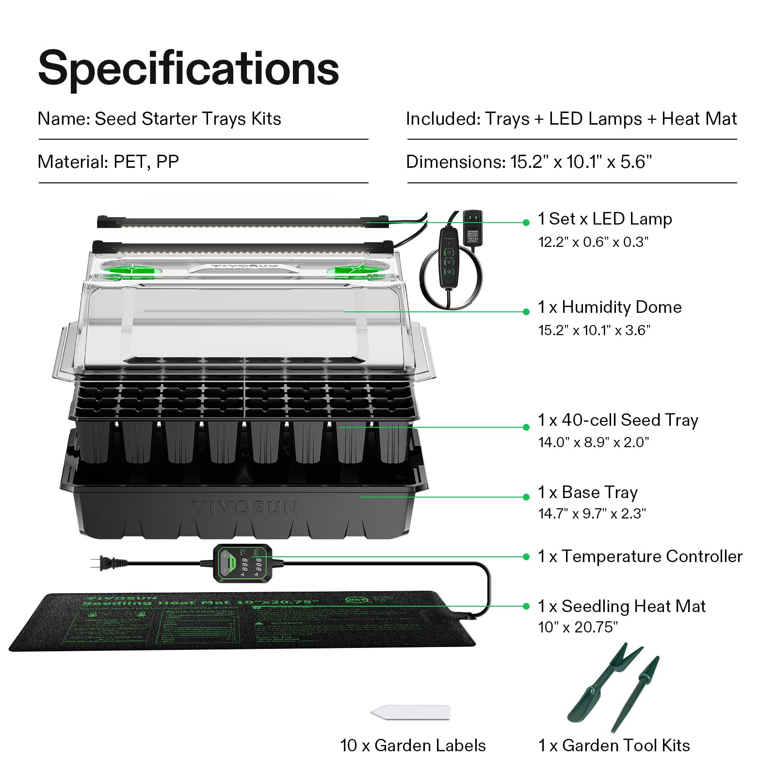VIVOSUN adjustable vents tailor humidity and airflow for seedlings.