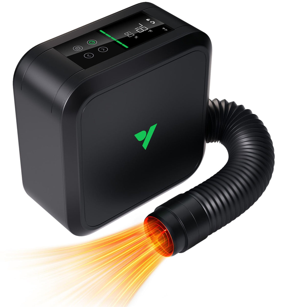 VIVOSUN AeroFlux heater front view showing compact footprint and warmth