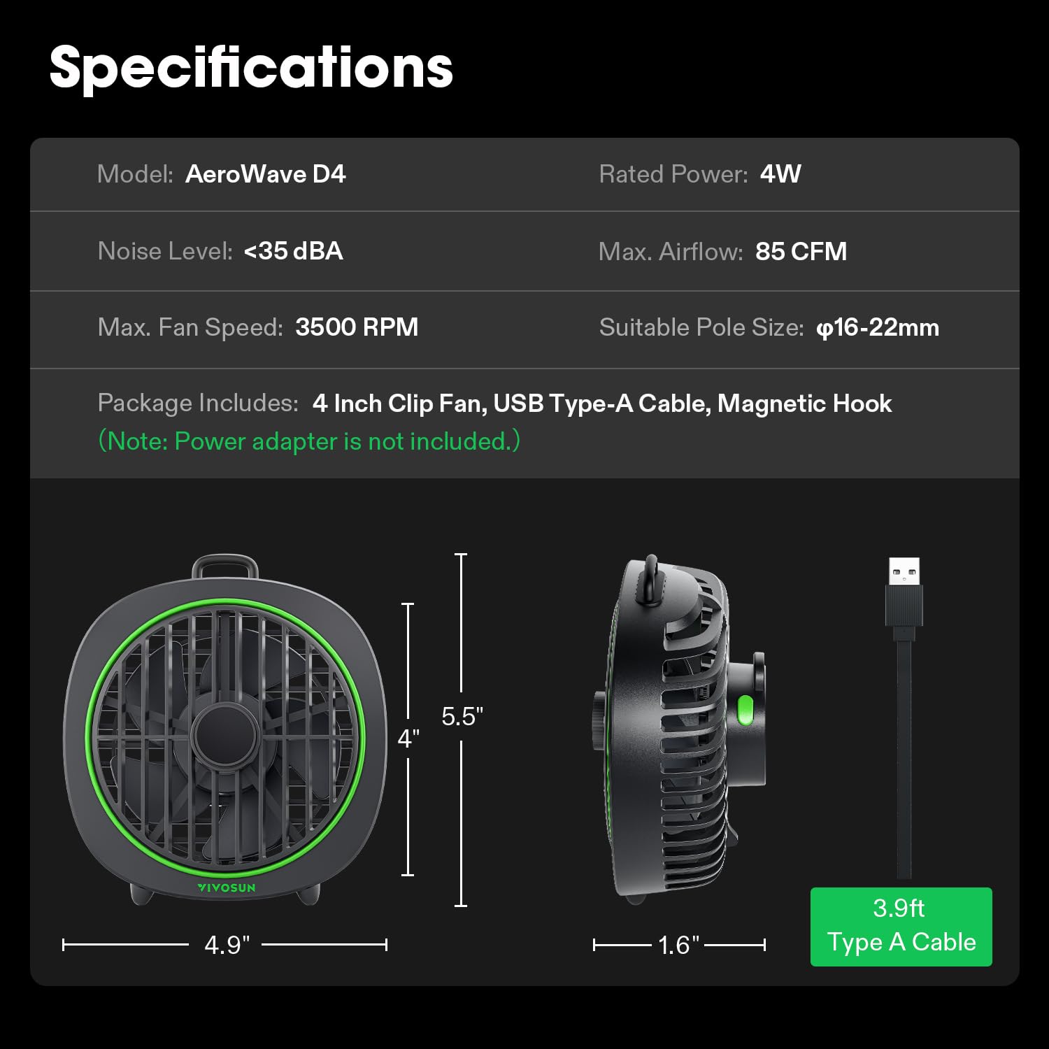 VIVOSUN AeroWave D4 whisper-quiet operation maintains a calm grow space.