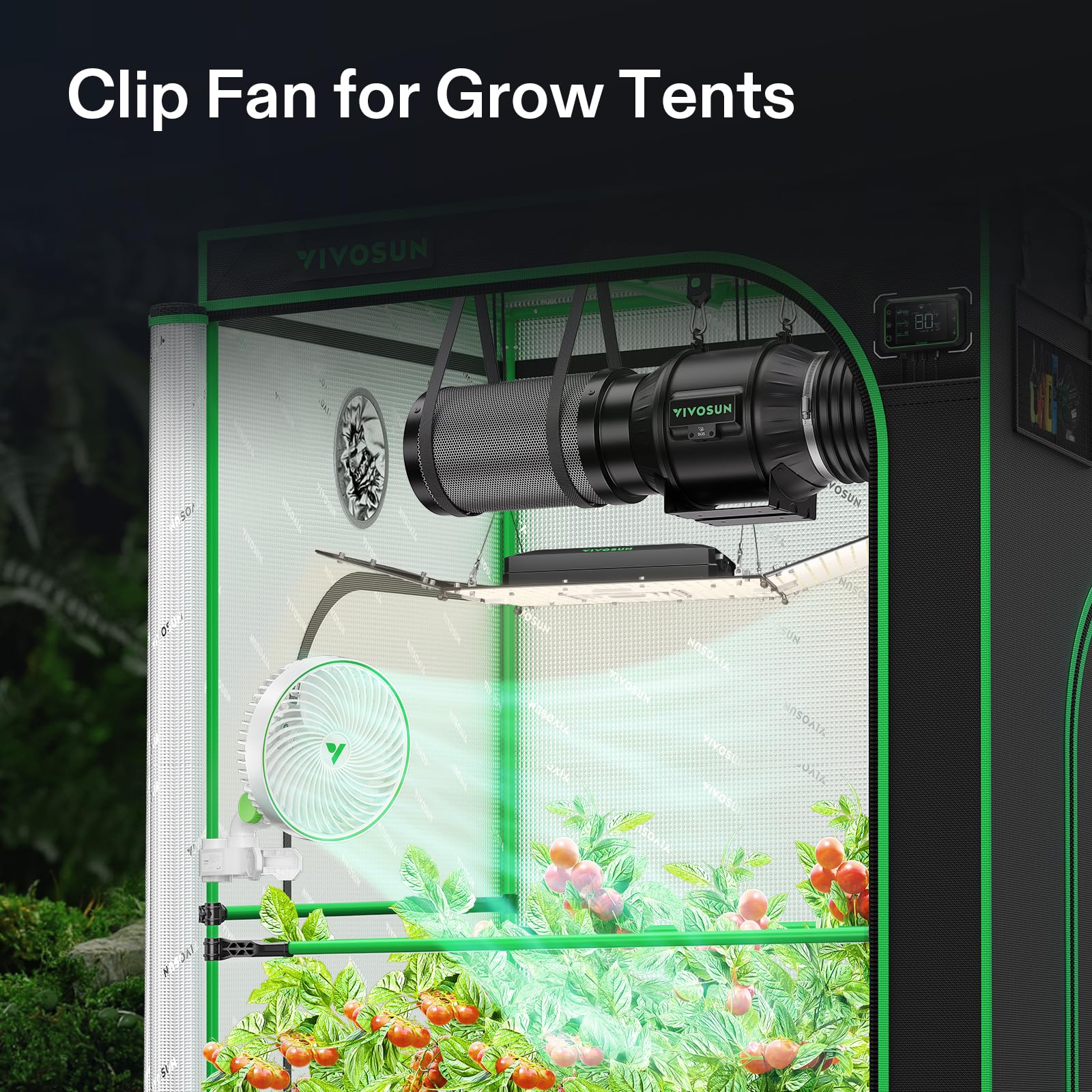 VIVOSUN AeroWave E6 auto-oscillating clip fan providing even air distribution