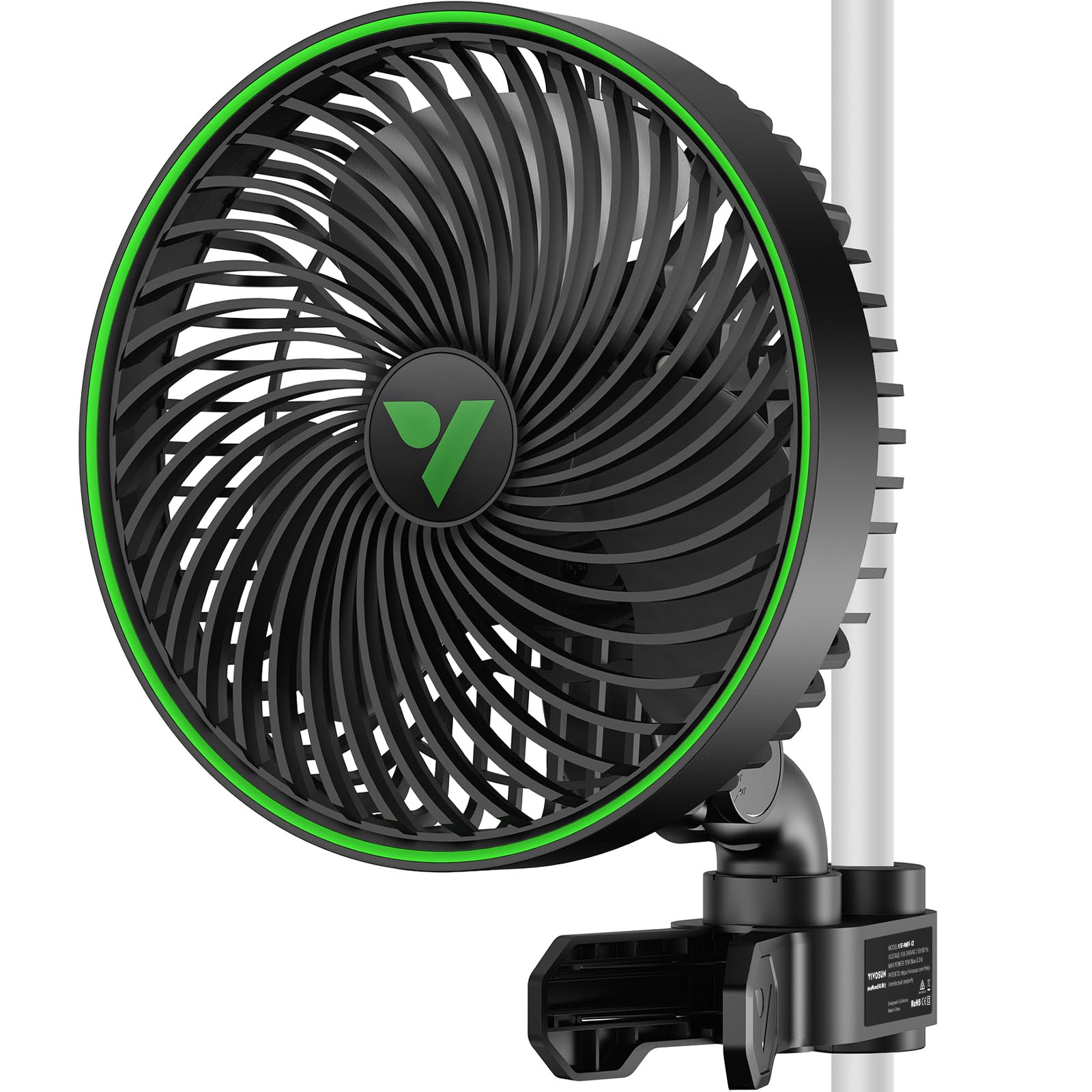 VIVOSUN AeroWave E6 Gen2 clip fan assembly delivering strong airflow with quiet operation