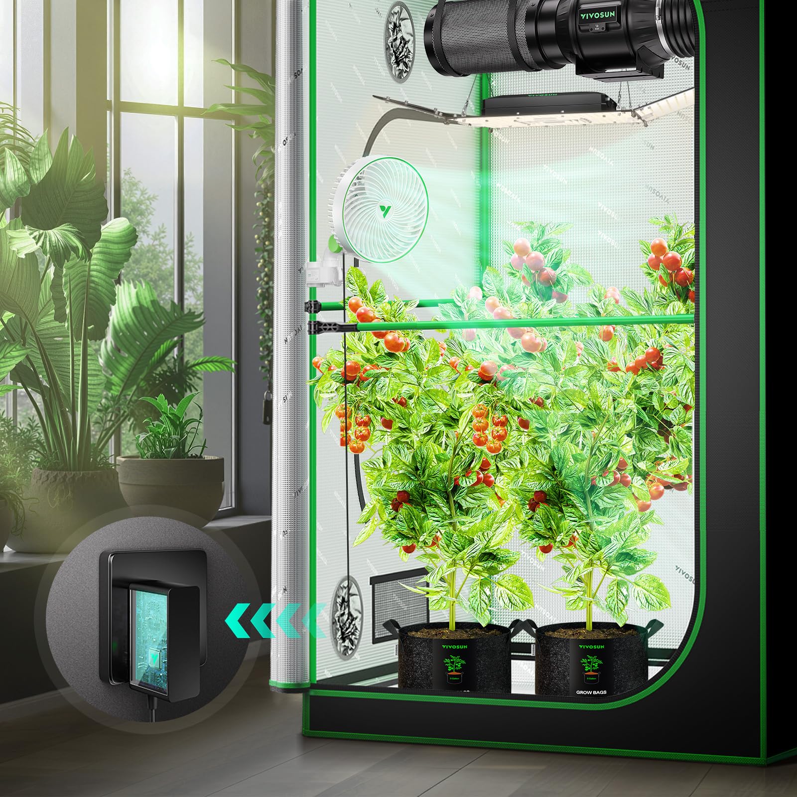 VIVOSUN AeroWave E6 in-use scenario inside a grow tent