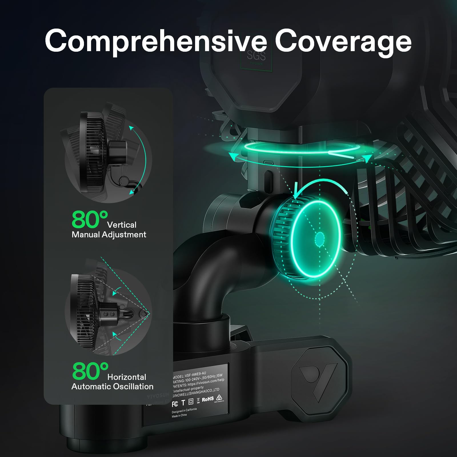 VIVOSUN AeroWave E9 demonstrates wide 80-degree auto-oscillation