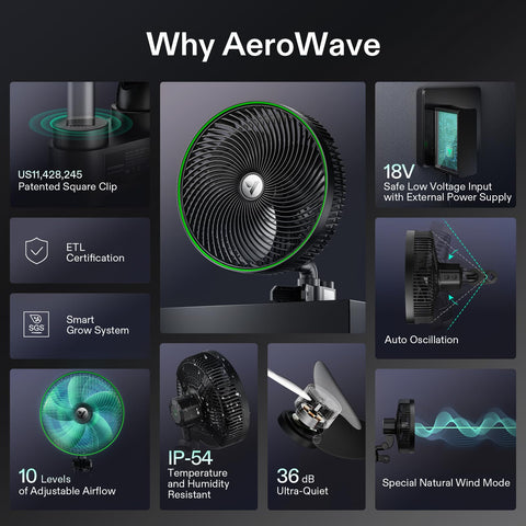 Natural wind mode on VIVOSUN AeroWave E9 aiding plant comfort
