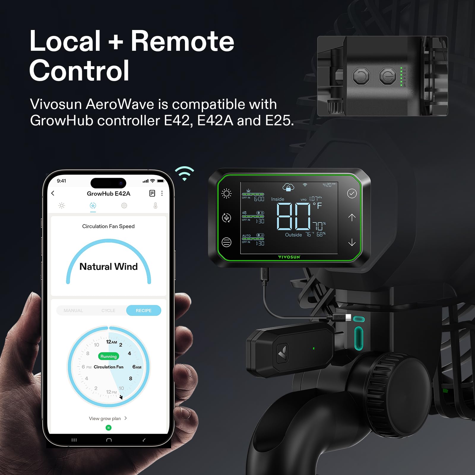 Vertical adjustment feature on VIVOSUN AeroWave E9 for precise placement