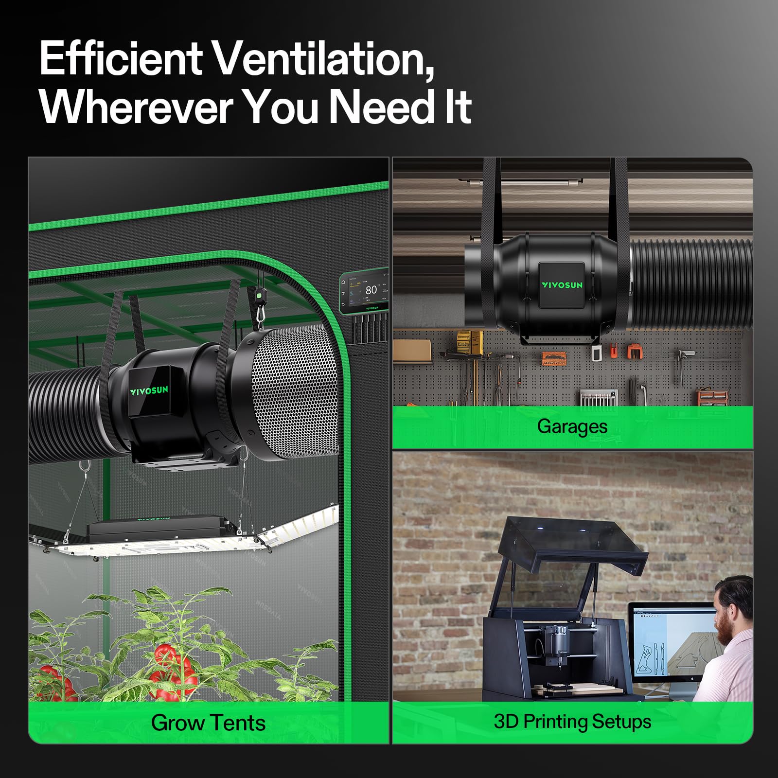 VIVOSUN AeroZesh G6 inline fan mounted for efficient ventilation.