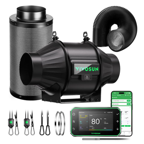 VIVOSUN AeroZesh T4 inline fan boosts airflow for efficient tent ventilation.
