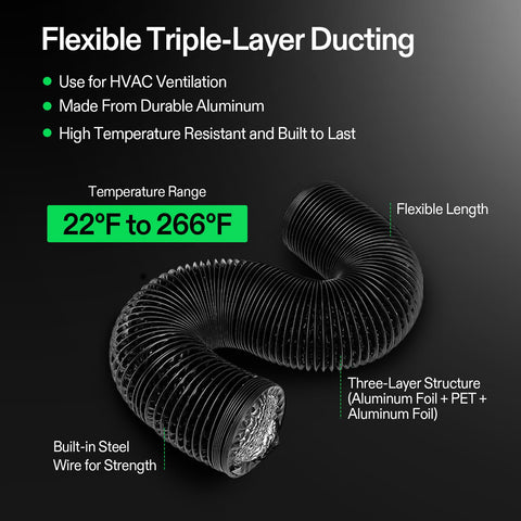 VIVOSUN aluminum duct connector close-up showing secure fit with clamps.