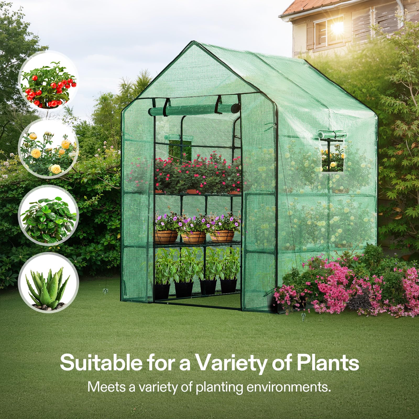 VIVOSUN anchor ropes and stakes stabilize the greenhouse in wind