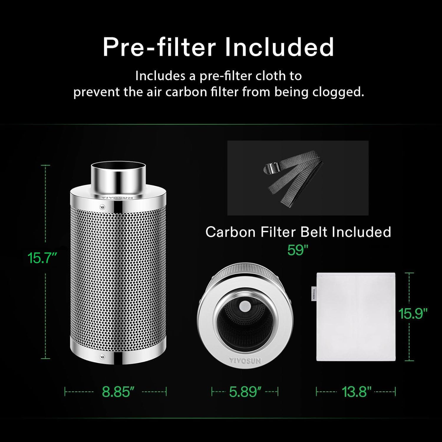 Belts included to simplify quick assembly in the grow space