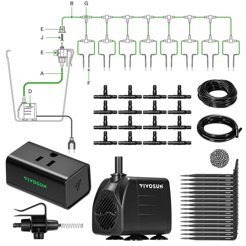 VIVOSUN automatic drip irrigation kit emitters provide precise watering with minimal waste.