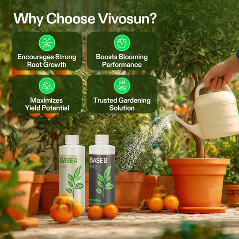 VIVOSUN Base A-B ingredients image indicates rich macro and micronutrients.