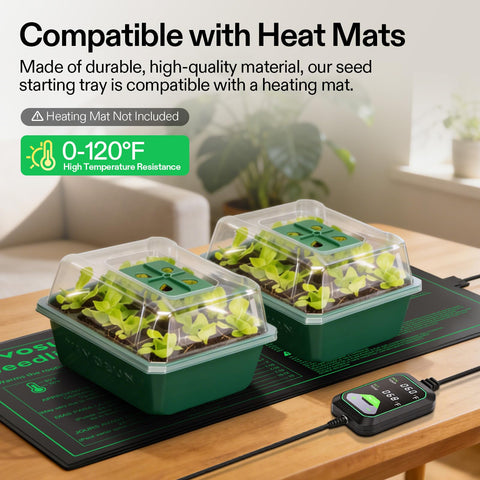 VIVOSUN base tray and seedling blocks illustrate alternative setup