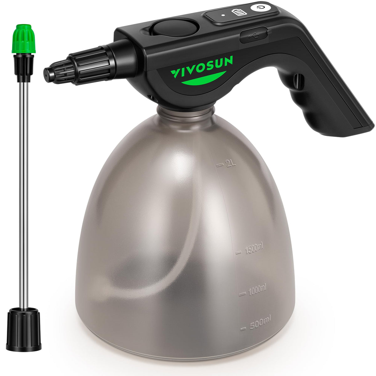 VIVOSUN Battery powered sprayer with 0.5 gallon tank for easy indoor watering.
