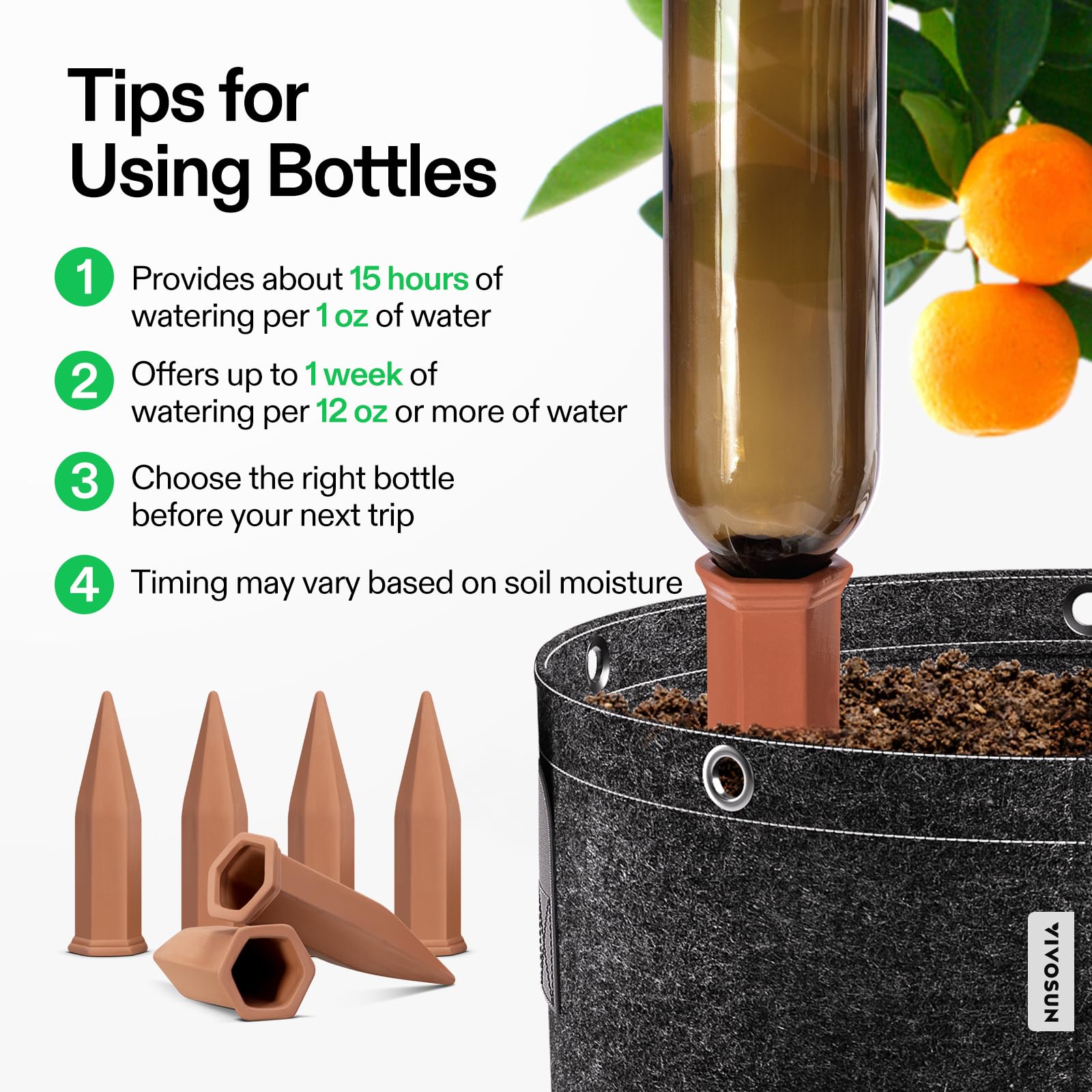 VIVOSUN bottle irrigation spike set ready for multiple planters