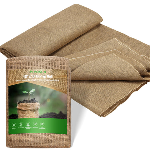 VIVOSUN burlap fabric 40in wide by 13ft long, durable outdoor material for gardens.