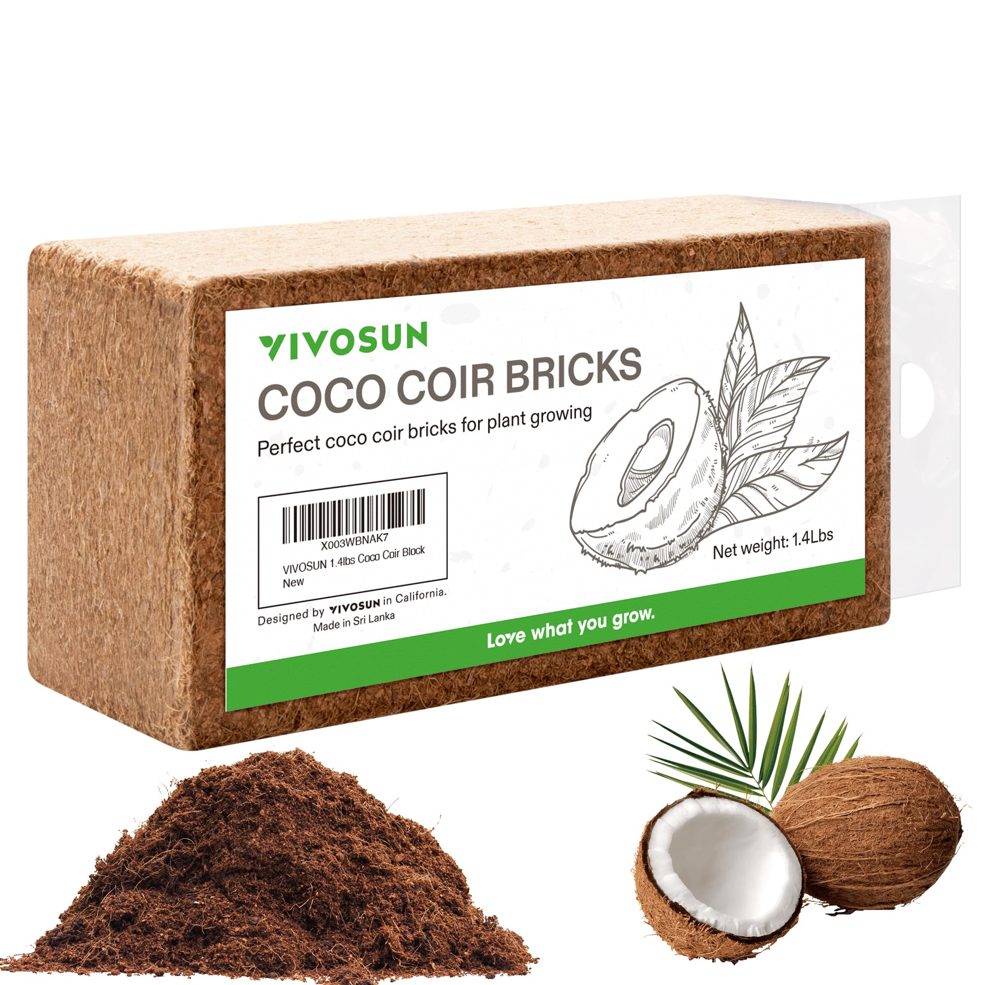 VIVOSUN Coco Coir Brick expands into fluffy substrate, ideal for soil-free rooting.