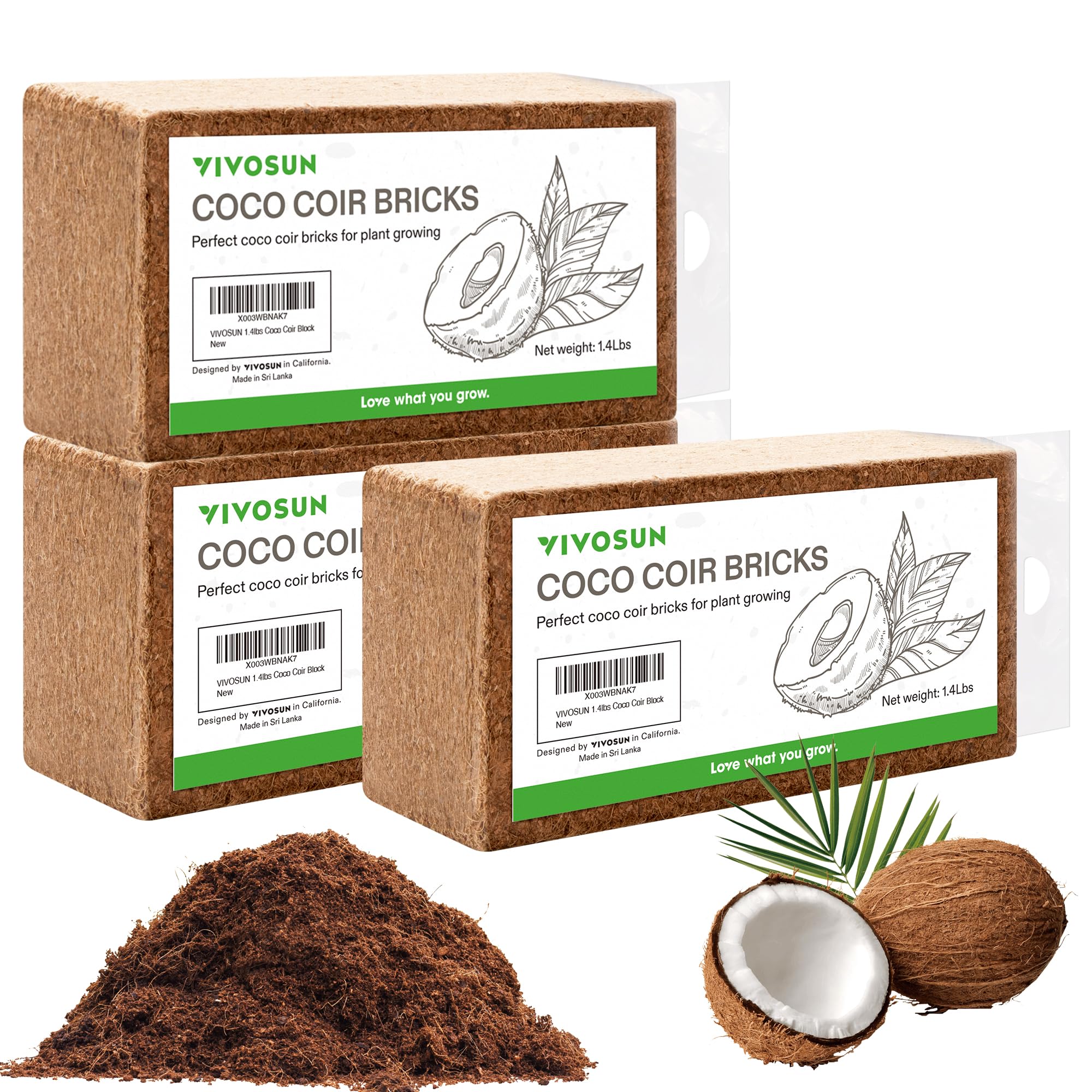 VIVOSUN coco coir brick ready to expand into a breathable planting medium.