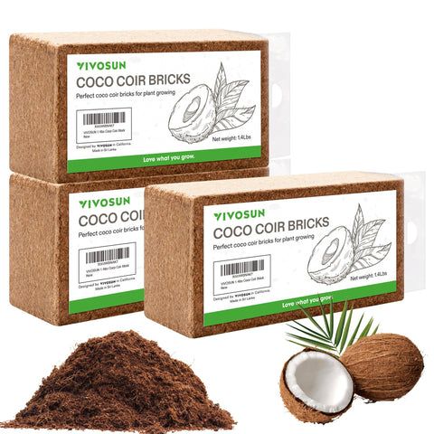 VIVOSUN coco coir brick ready to expand into a breathable planting medium.