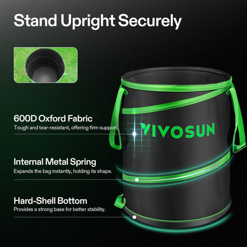 VIVOSUN collapsible garden bag expanded with sturdy frame and upright stance