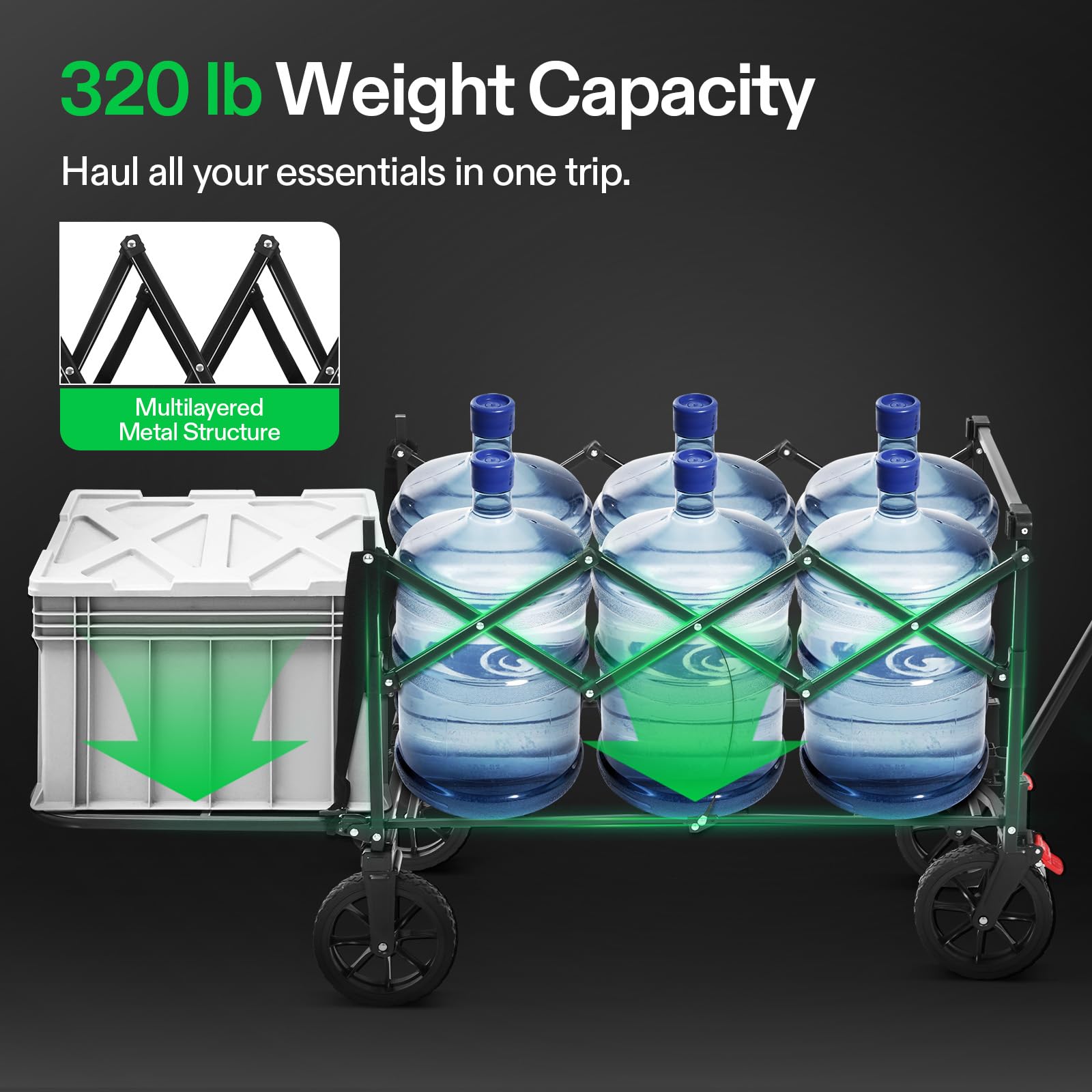 VIVOSUN Collapsible Wagon 320 lb load capacity for practical hauling.