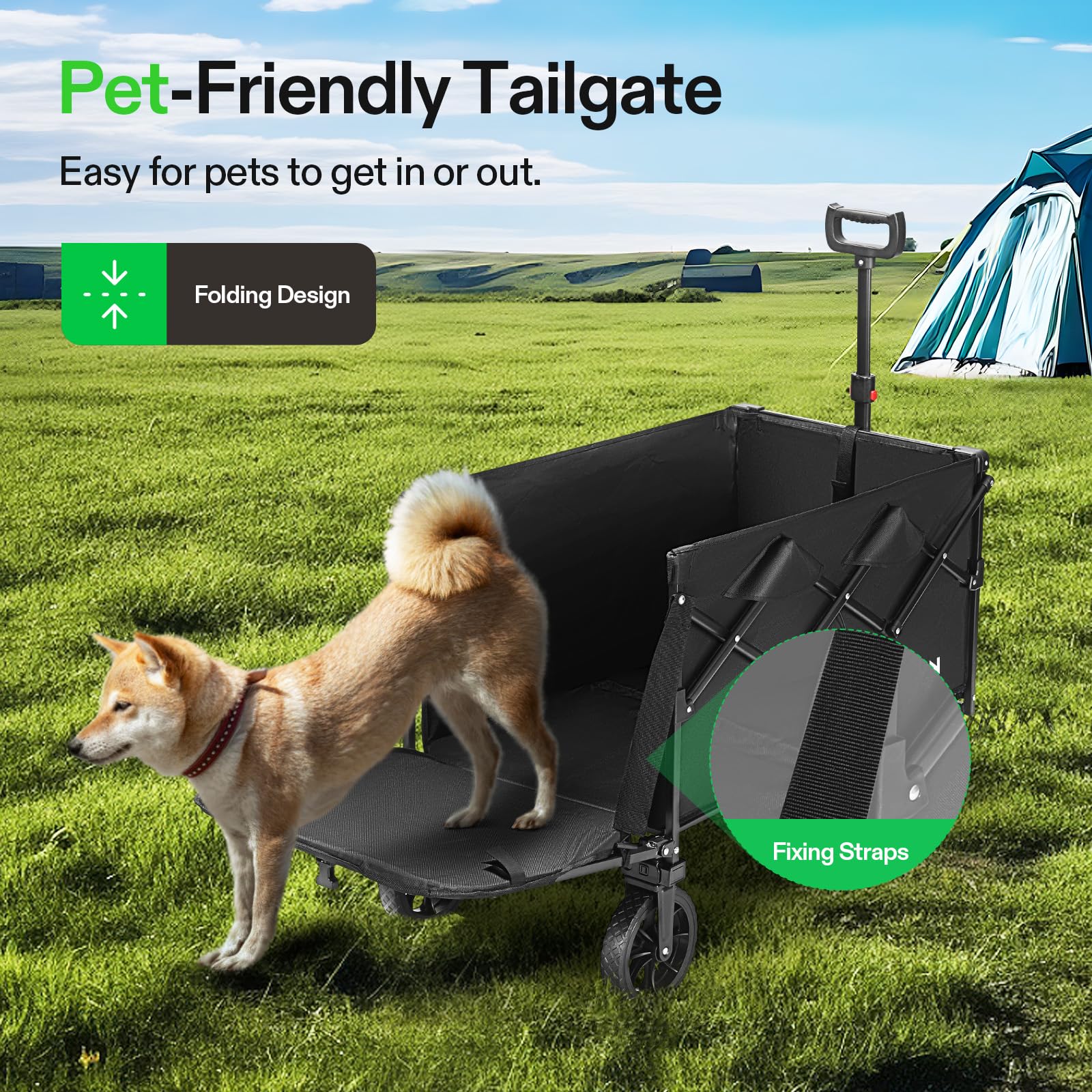 VIVOSUN Collapsible Wagon adjustable handle for comfortable pushing.
