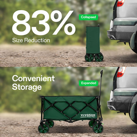 VIVOSUN Collapsible Wagon silent wheels reduce noise on busy outdoor paths