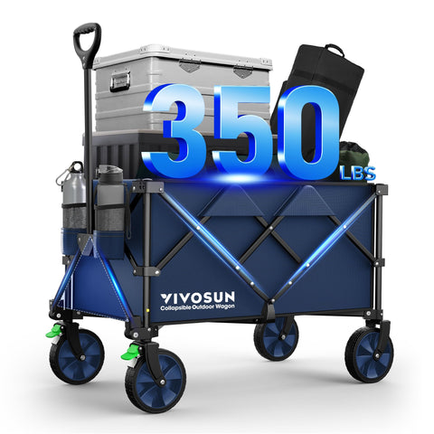 VIVOSUN Collapsible Wagon unfolded with rugged frame ready to haul heavy loads up to 350 lb.