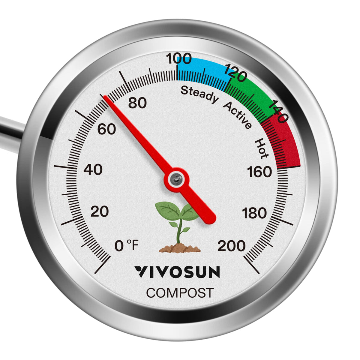 VIVOSUN compost thermometer with 20-inch dial for accurate pile reading