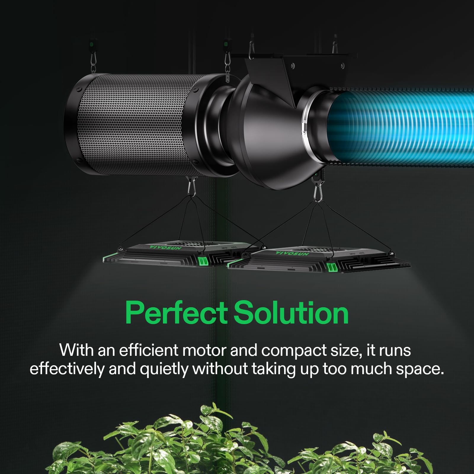 VIVOSUN D4 sturdy flanges simplify hook-up with standard ducting.