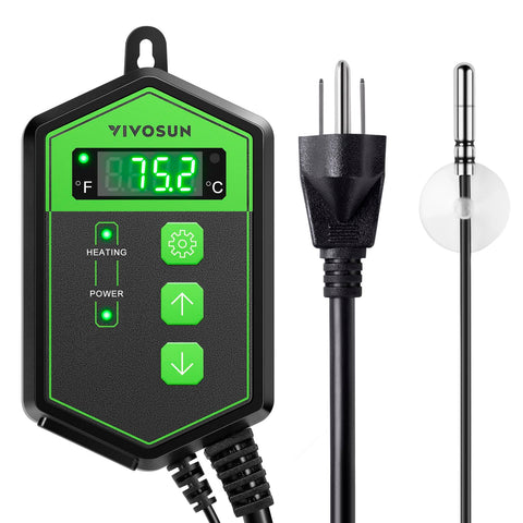 VIVOSUN digital heat mat thermostat controller with precise temp control for seedlings.