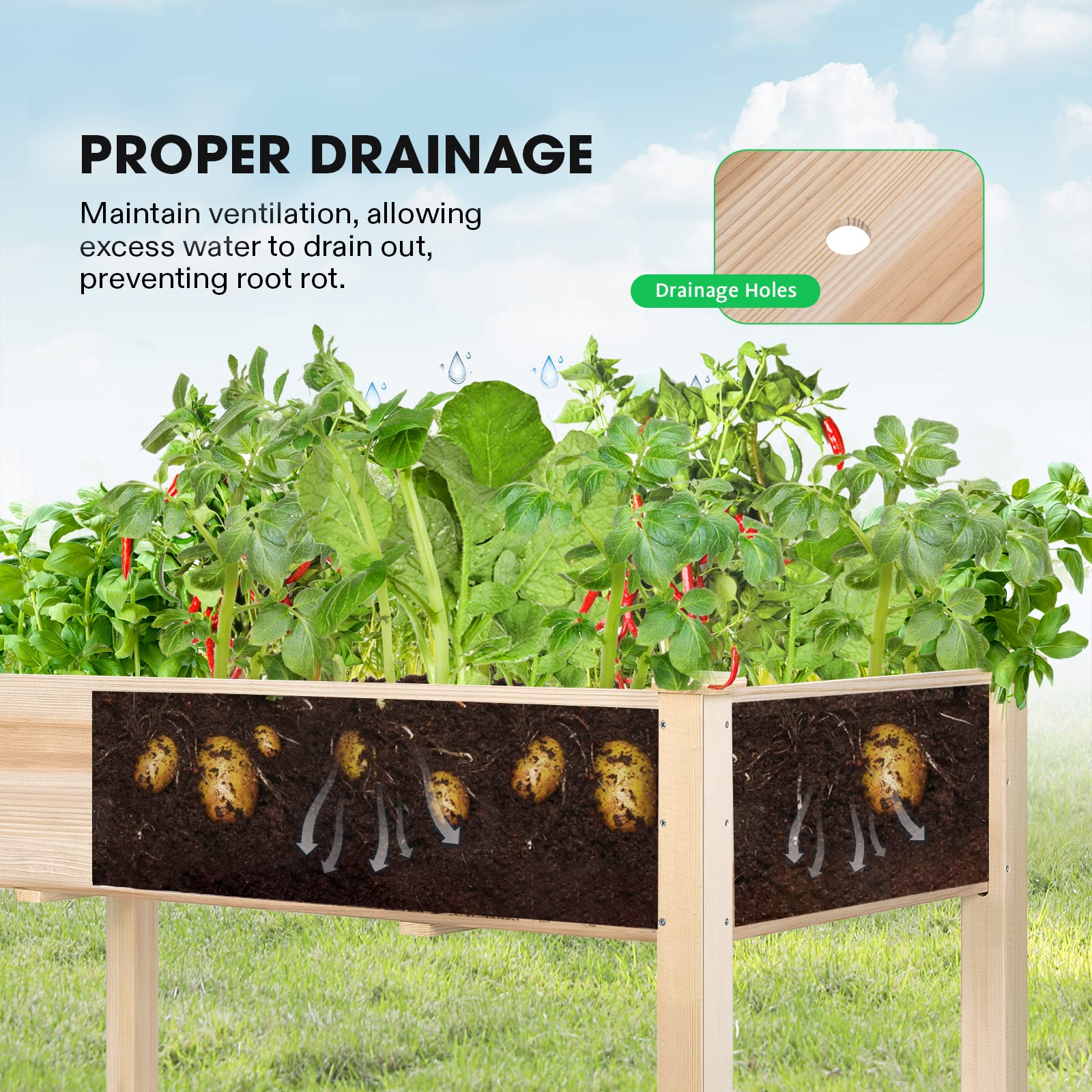 VIVOSUN pre-drilled drainage holes help keep soil fresh.