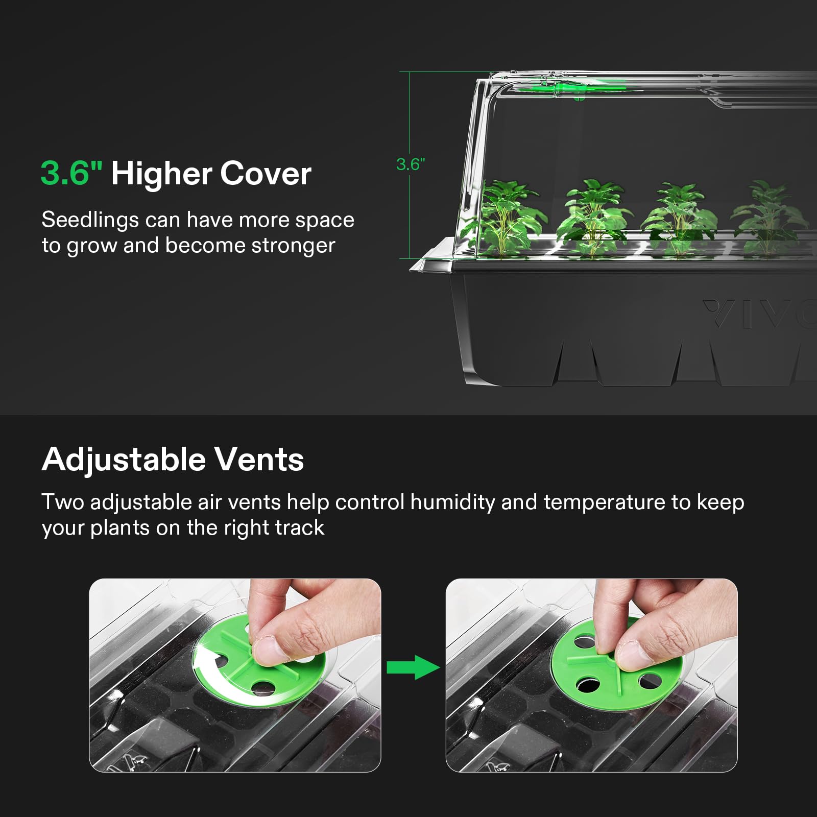 VIVOSUN-drainage-holes-seed-starter-tray prevent waterlogging and support healthy roots.
